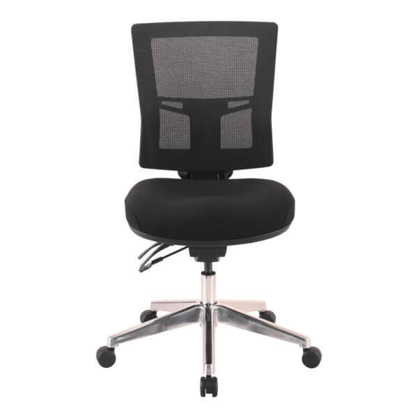 Ergonomic office chair with mesh backrest and adjustable height.