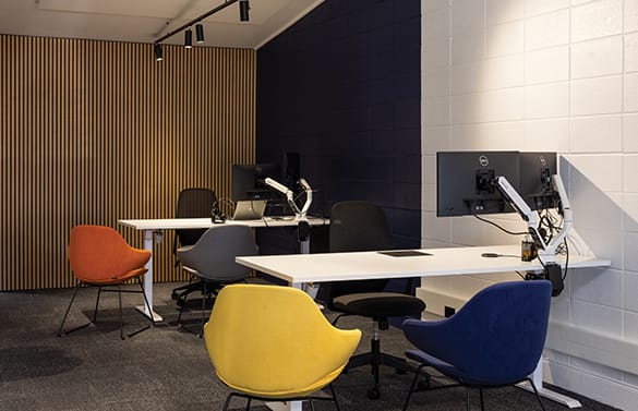 konfurb orbit chairs in custom upholstery