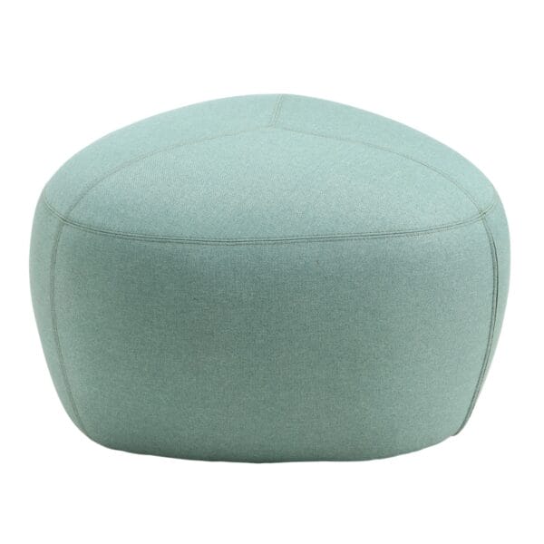 Modern teal pouf with a textured fabric design for stylish seating.