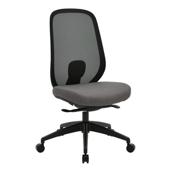 ergonomic office chair with mesh back and gray cushioned seat