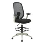 Buro Force Drafting chair with Arms in White Front angle clearcut image