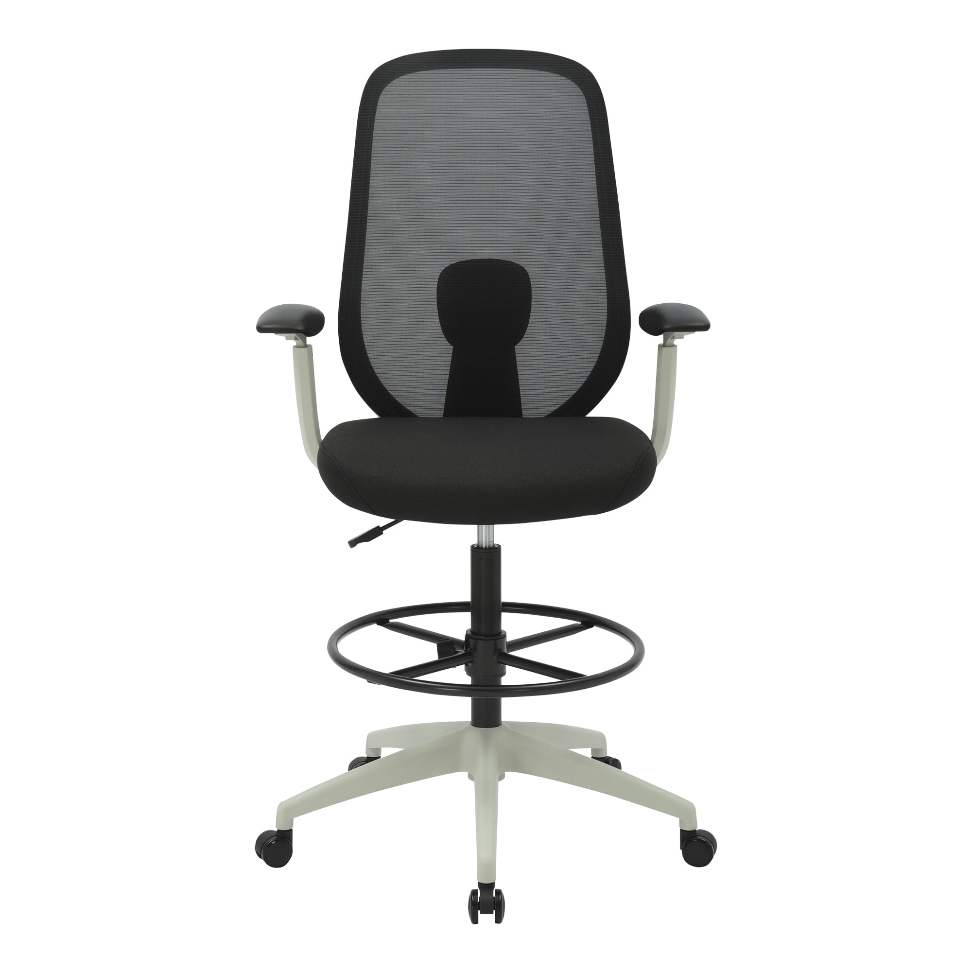 Buro Force Drafting chair with Arms in White Front clearcut image