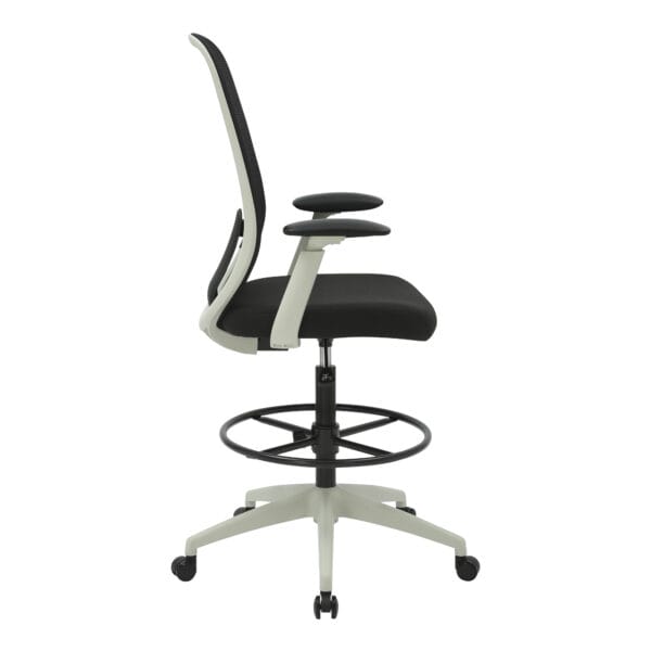 Buro Force Drafting chair with Arms in White Side angle clearcut image