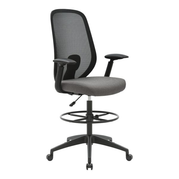 Ergonomic high-back office chair with mesh fabric and adjustable height.