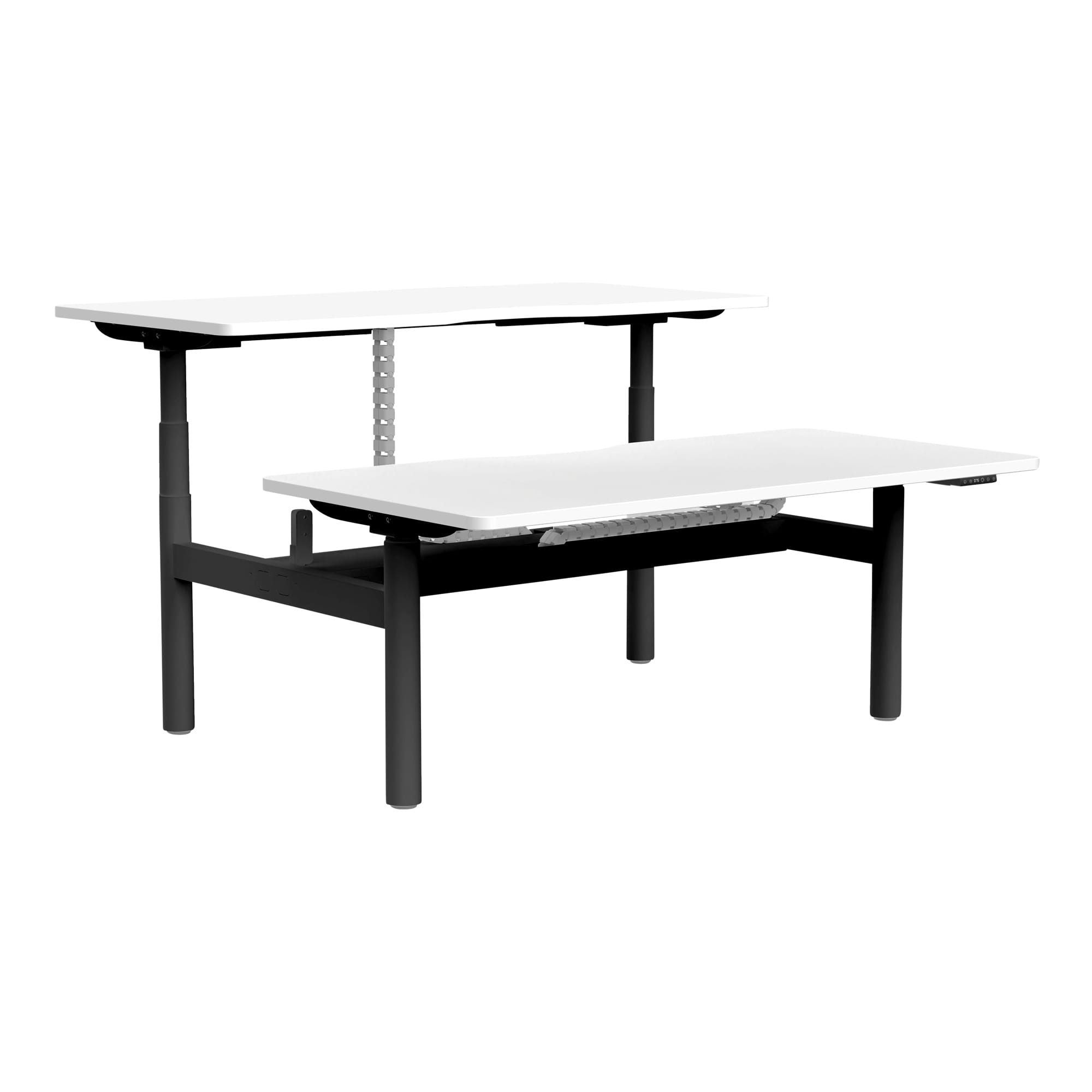 Buro Syntra Back to Back Height Adjustable Desk Black frame front angle