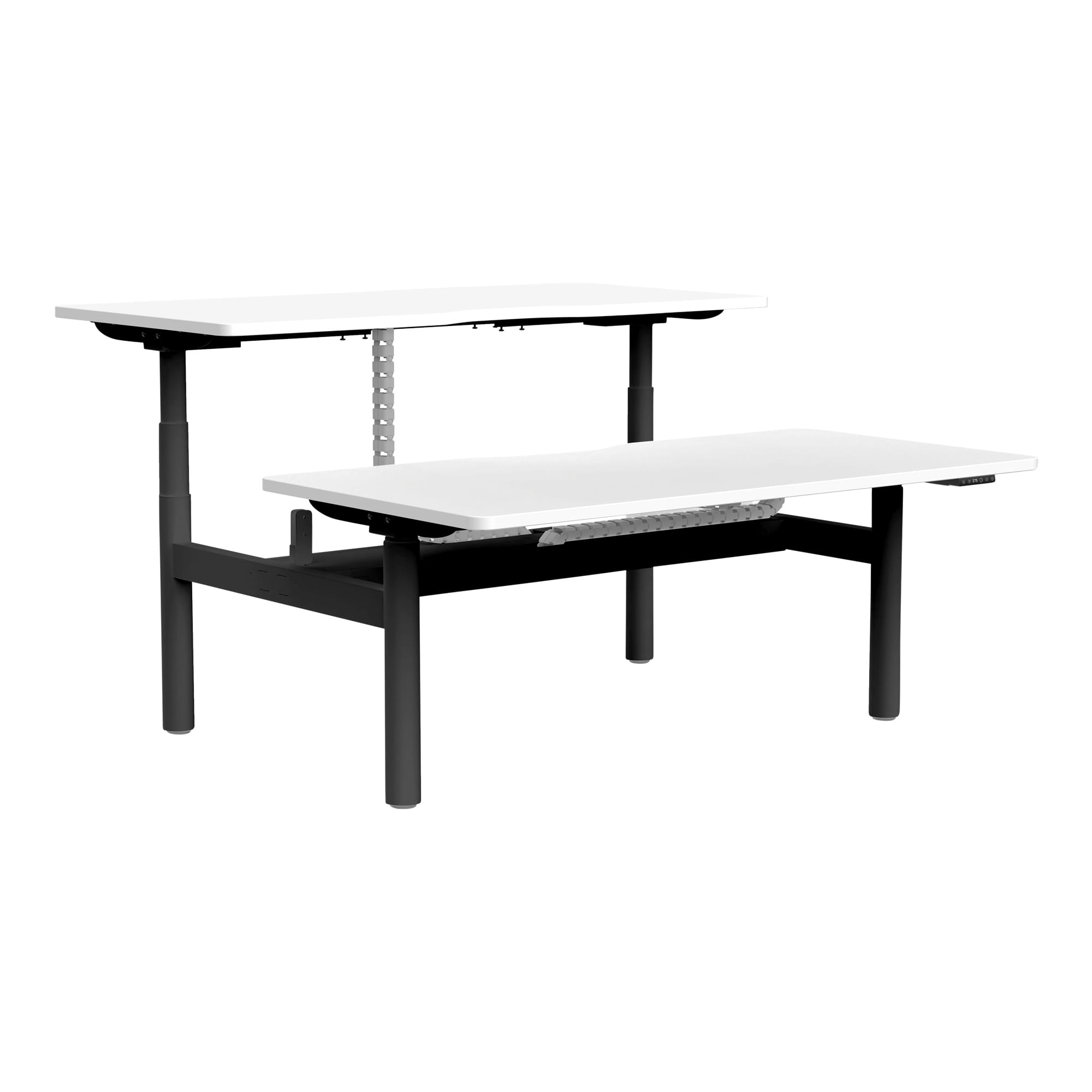 Buro Syntra Back to Back Height Adjustable Desk Black frame front angle