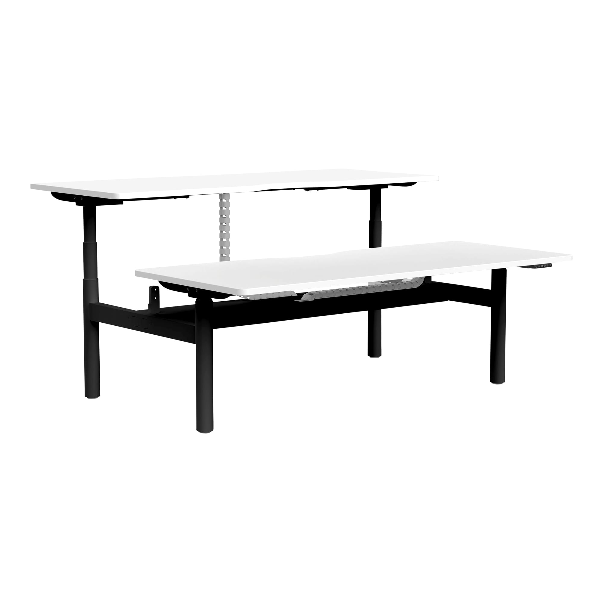 Buro Syntra Back to Back Height Adjustable Desk black frame front angle