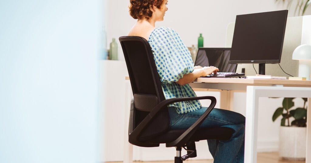 woman on working from home office chair