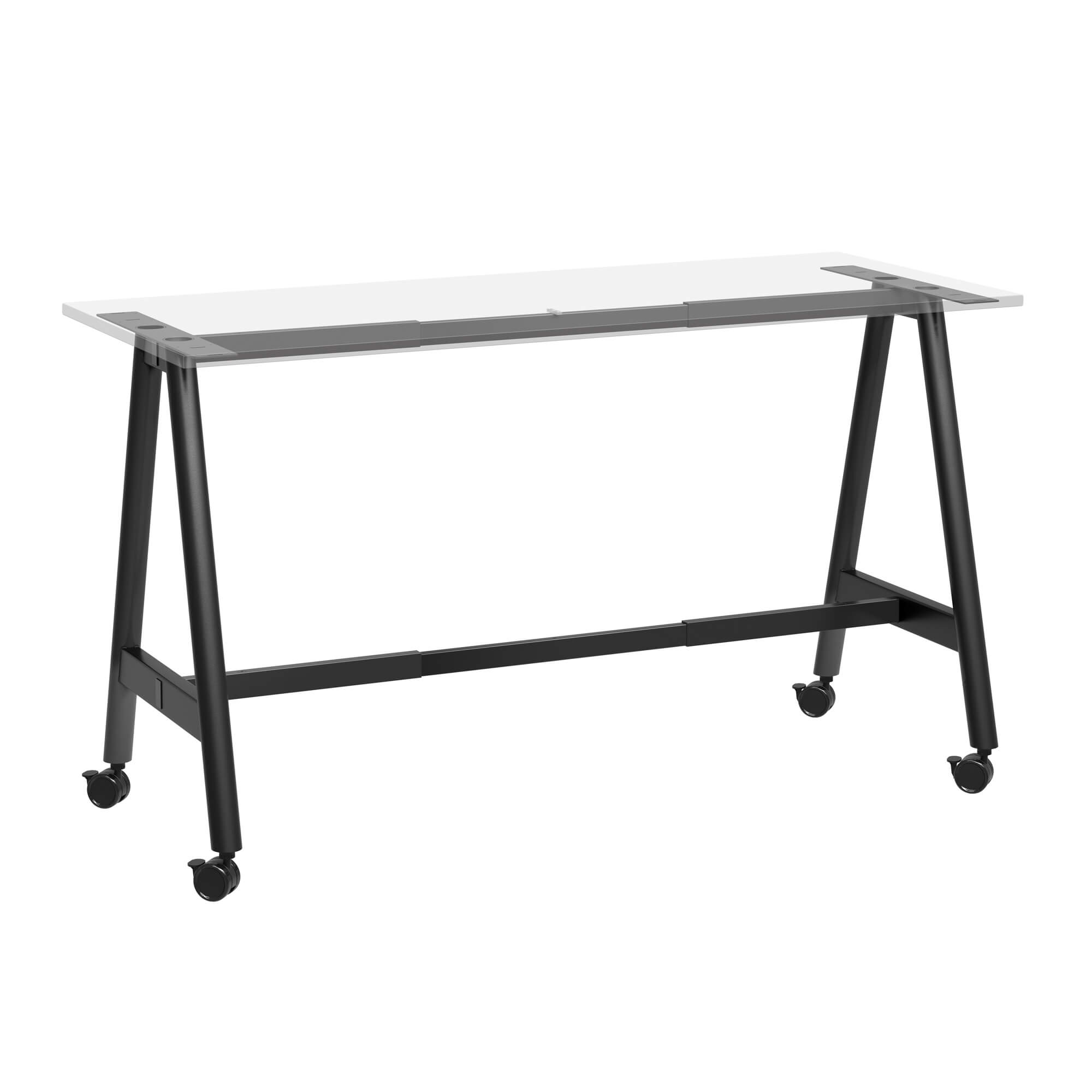 A Frame High Training Table with castors 1800x750 ghost front White/Black Frame