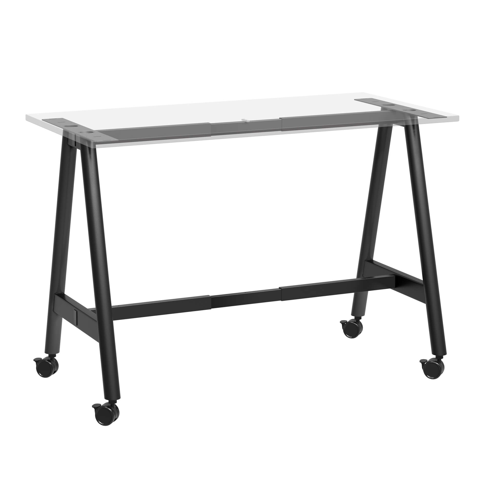 A Frame High Training Table with castors 1500x750 ghost front White/Black Frame