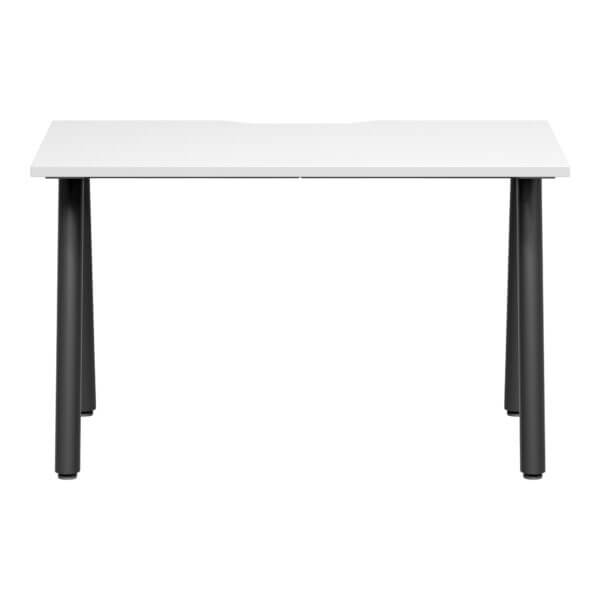 A Frame Round Leg Desk 1200x600 Front White/Black Frame
