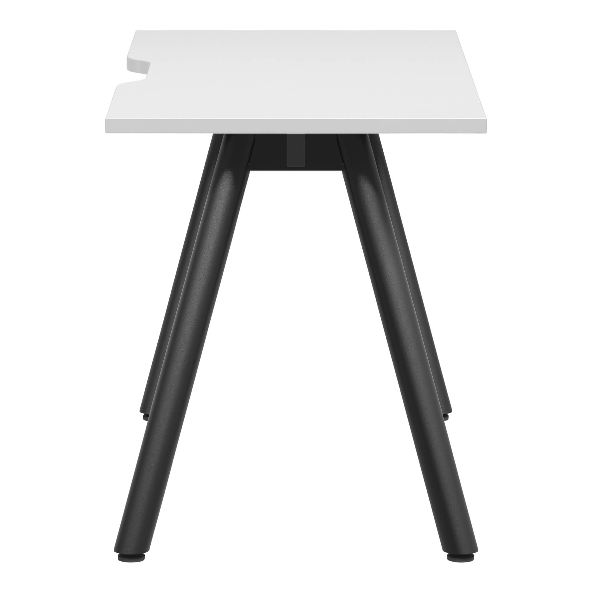 A Frame Round Leg Desk 1200x600 Side White/Black Frame