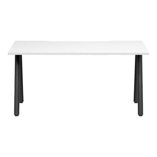 A Frame Round Leg Desk 1500x750 Front White/Black Frame
