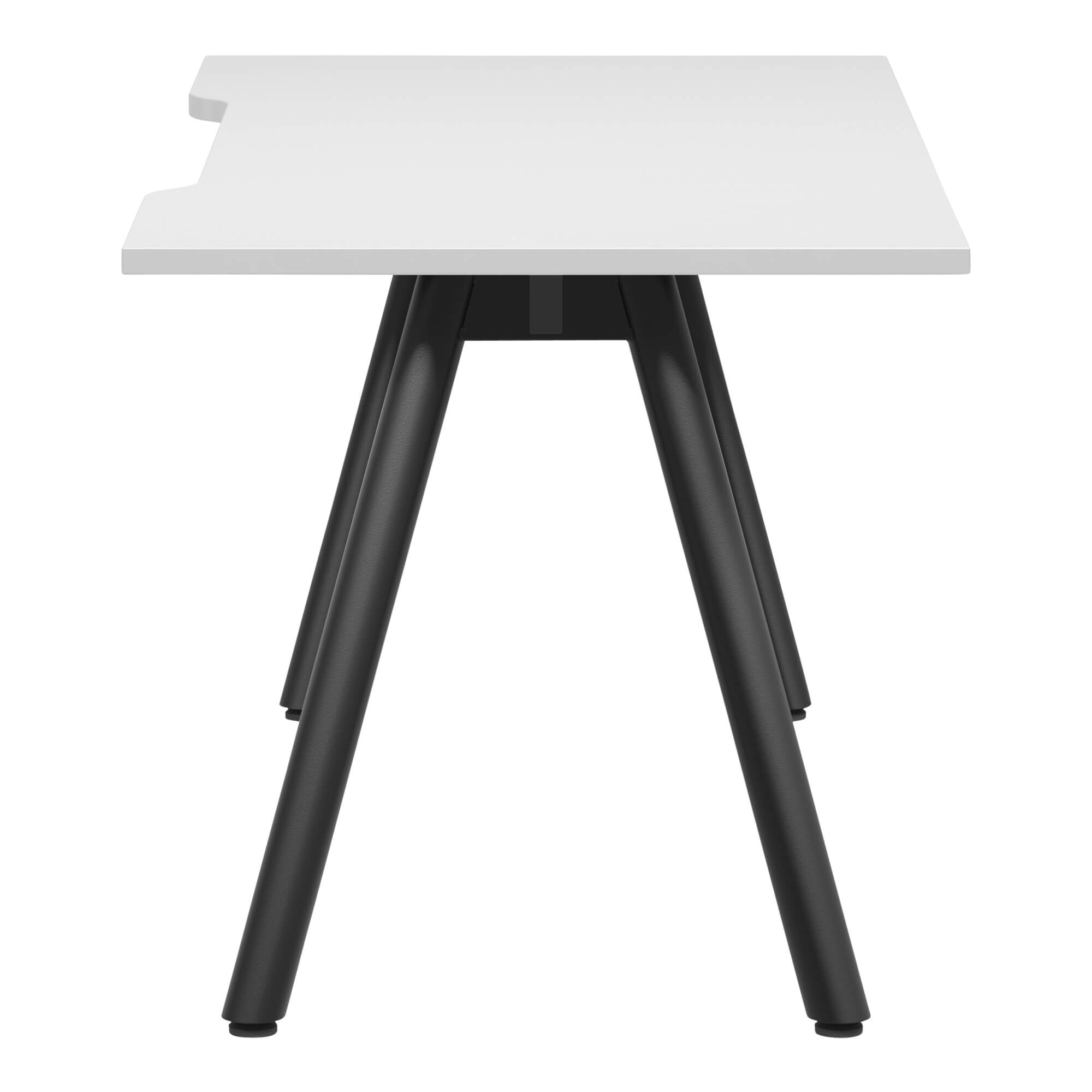 A Frame Round Leg Desk 1500x750 Side White/Black Frame