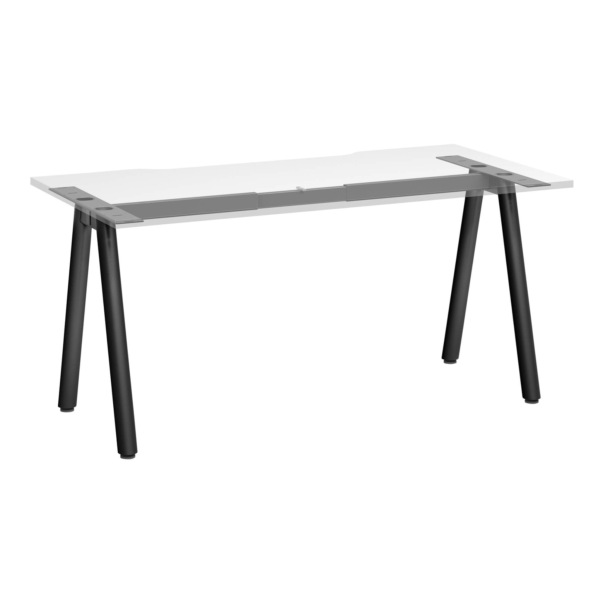 A Frame Round Leg Desk 1500x750 ghost front White/Black Frame
