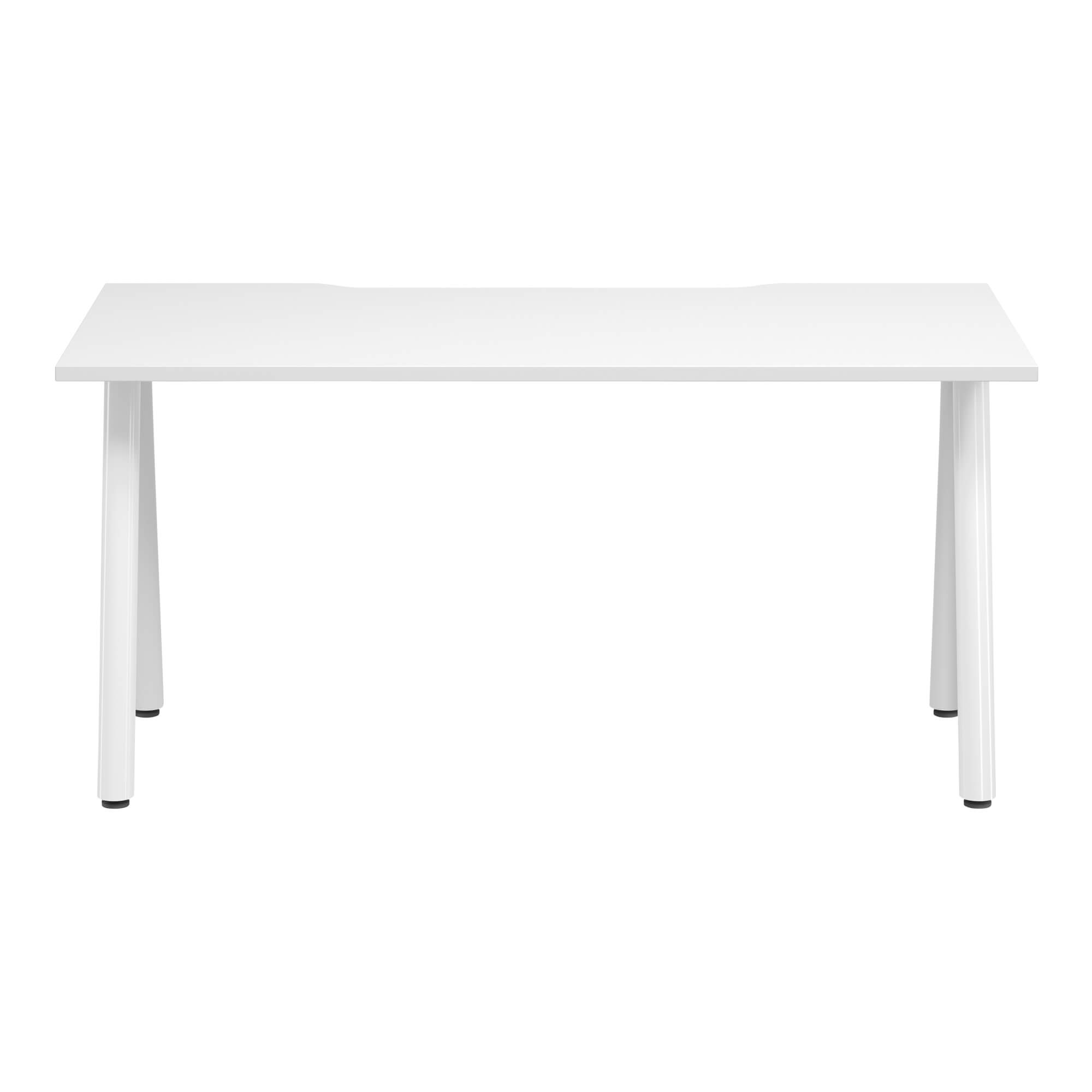 A Frame Round Leg Desk 1500x750 Front White