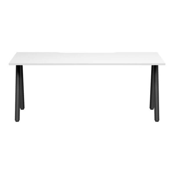 A Frame Round Leg Desk 1800x750 Front White/Black Frame