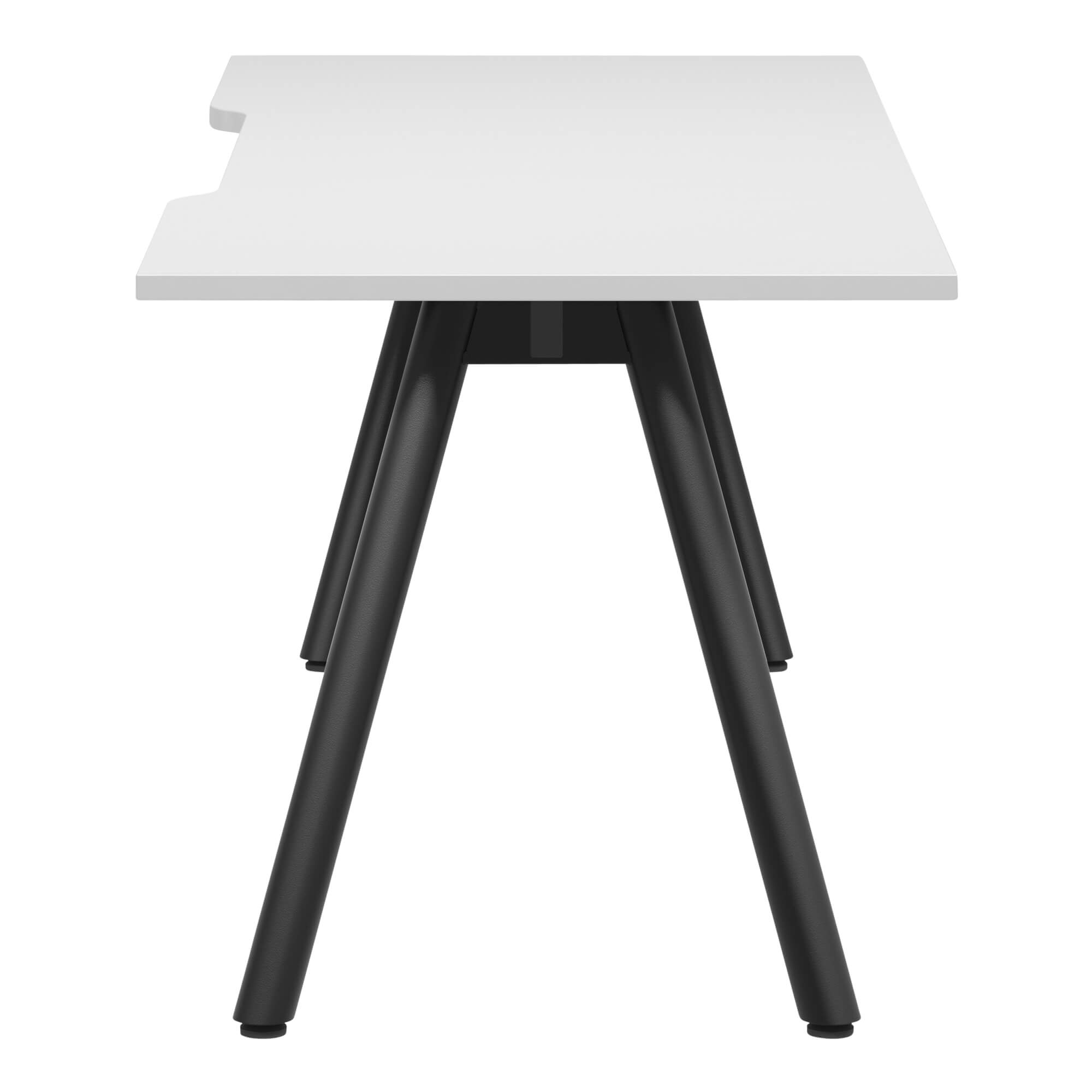 A Frame Round Leg Desk 1800x750 Side White/Black Frame