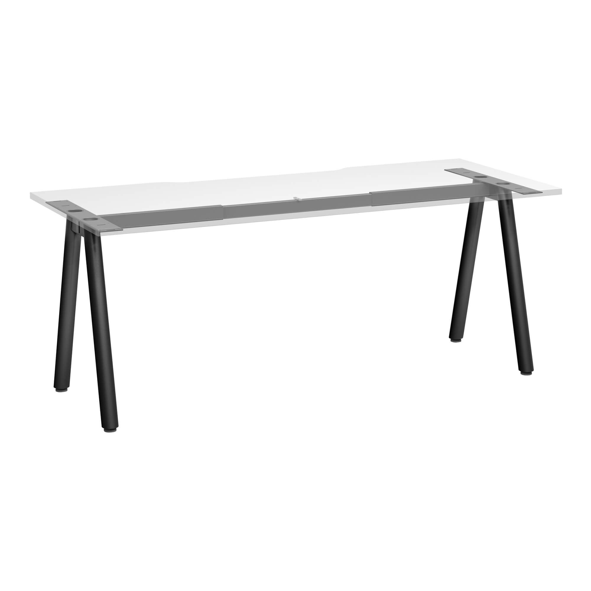 A Frame Round Leg Desk 1800x750 ghost front White/Black Frame