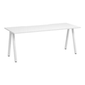 A Frame Round Leg Desk 1800x750 Front Angle White