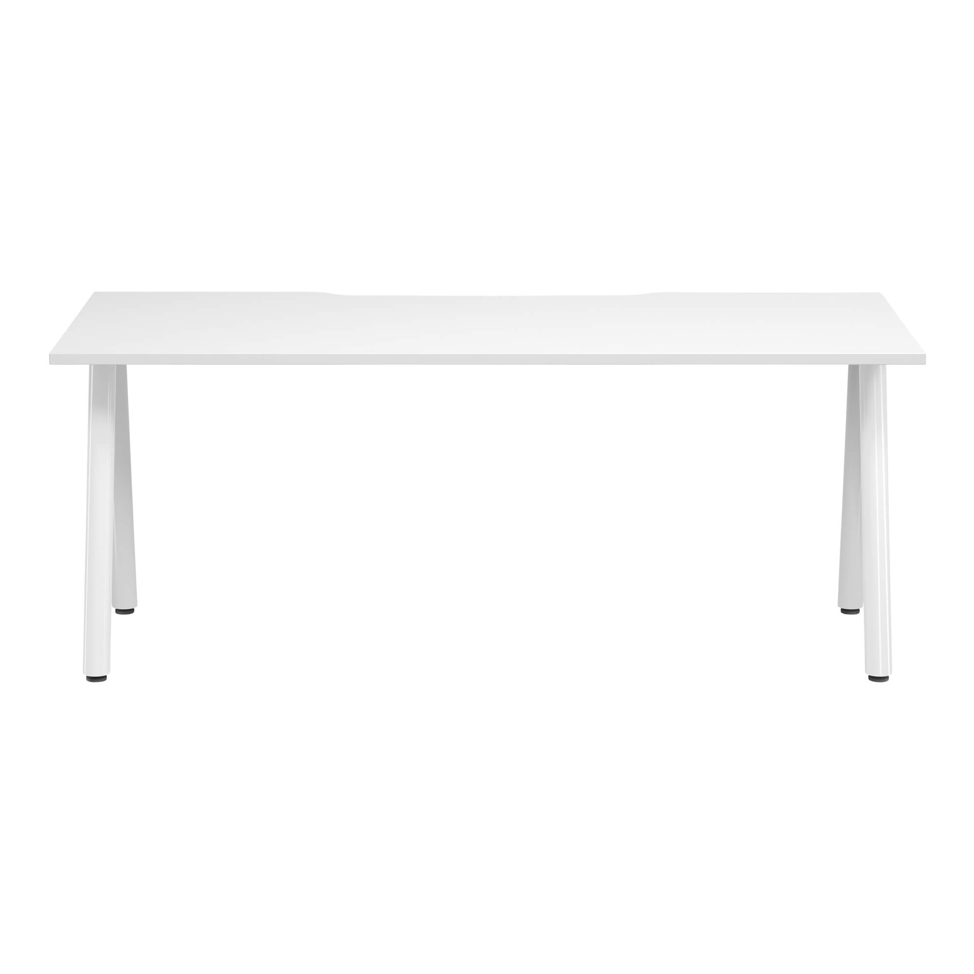 A Frame Round Leg Desk 1800x750 Front White