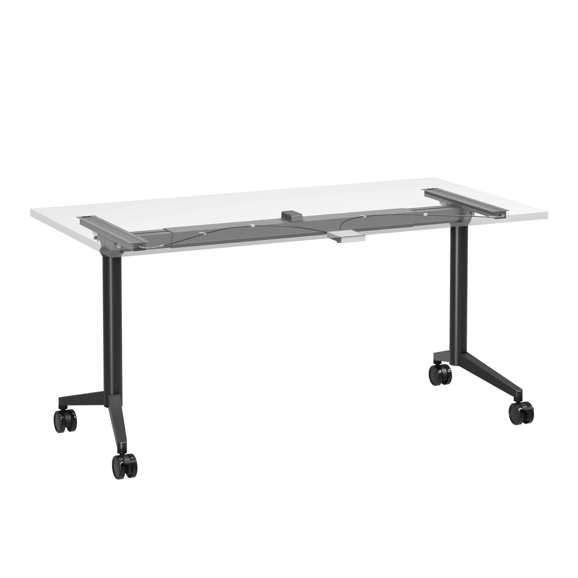 Flip Training Table with castors 1500x750 ghost front White/Black Frame