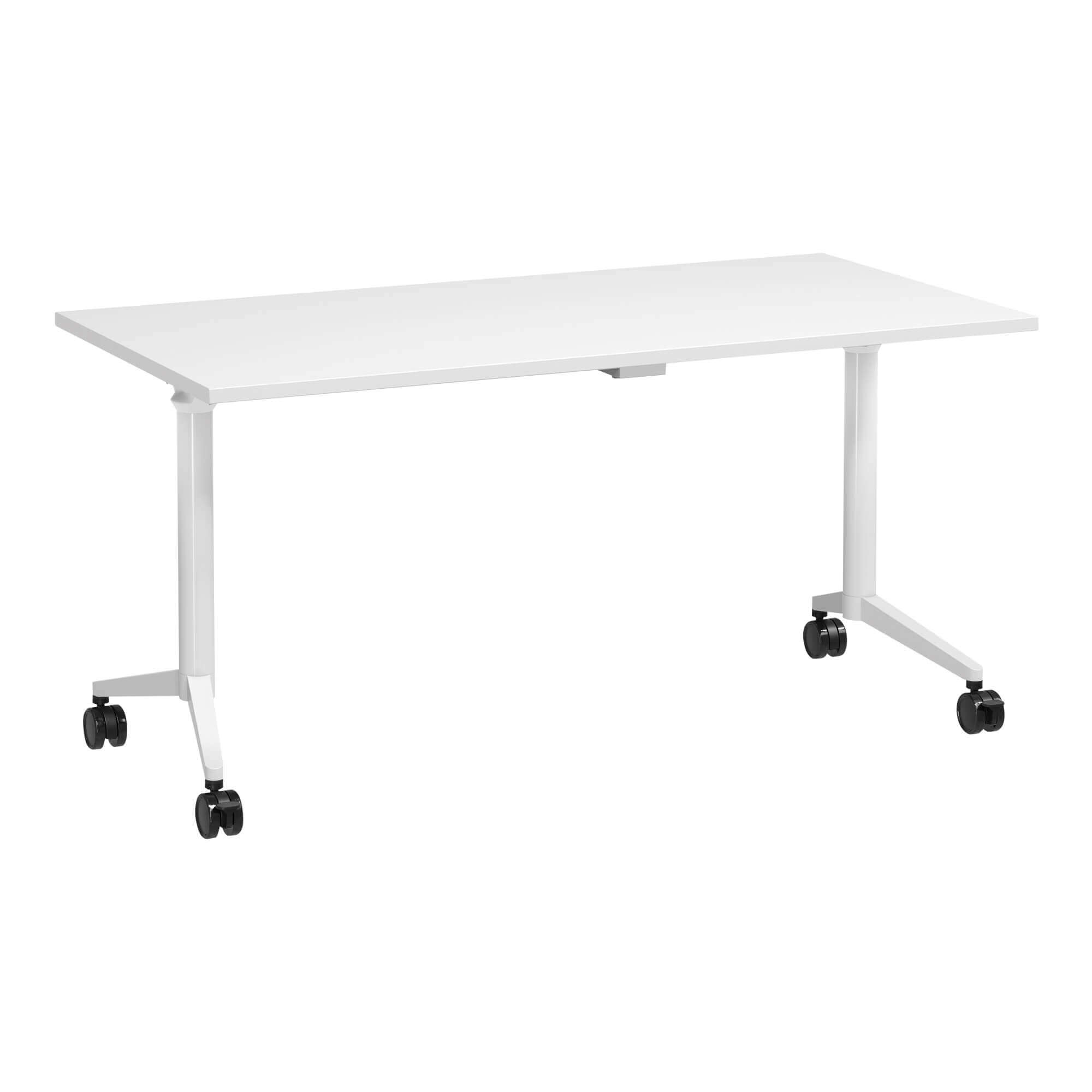 Flip Training Table with castors 1500x750 Front Angle White