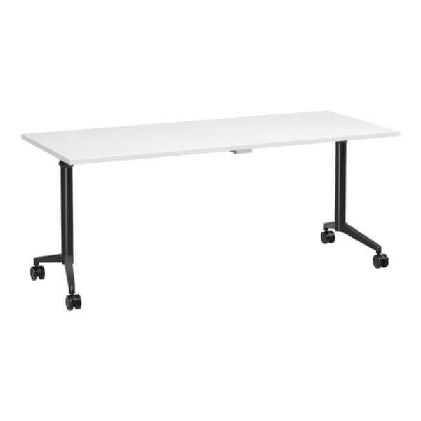 Flip Training Table with castors 1800x750 Front Angle White/Black Frame