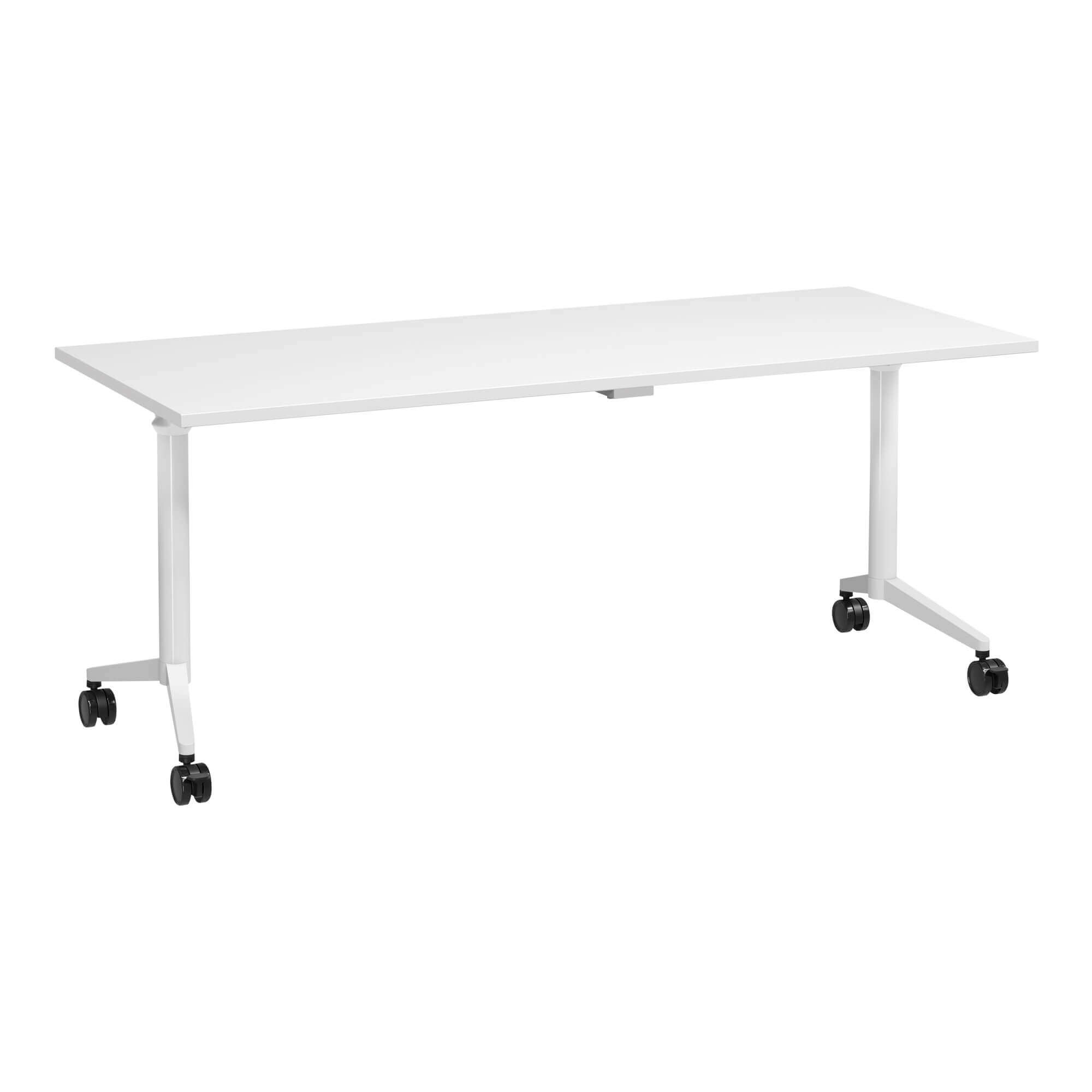 Flip Training Table with castors 1800x750 Front Angle White