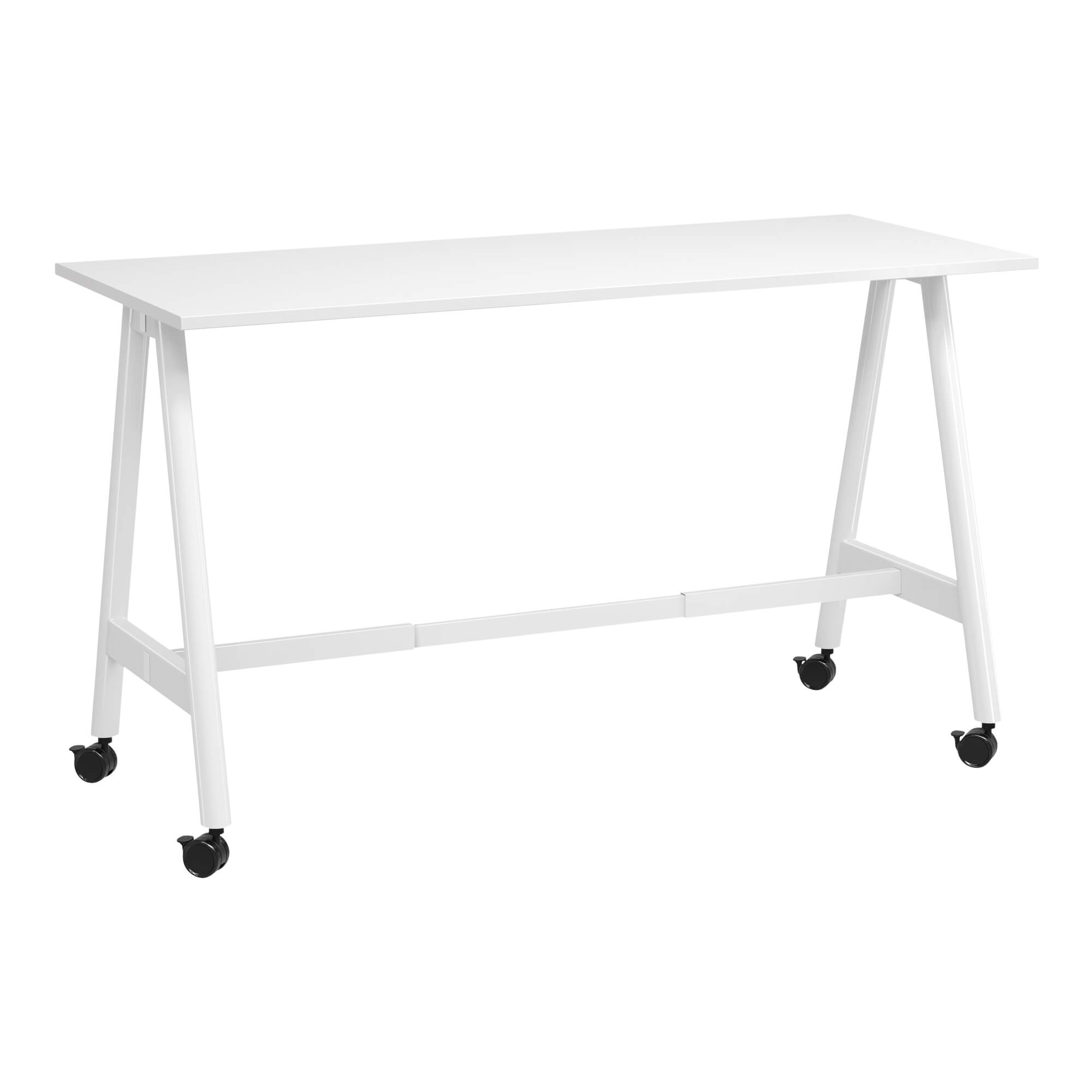 A Frame High Training Table with castors 1800x750 front angle White