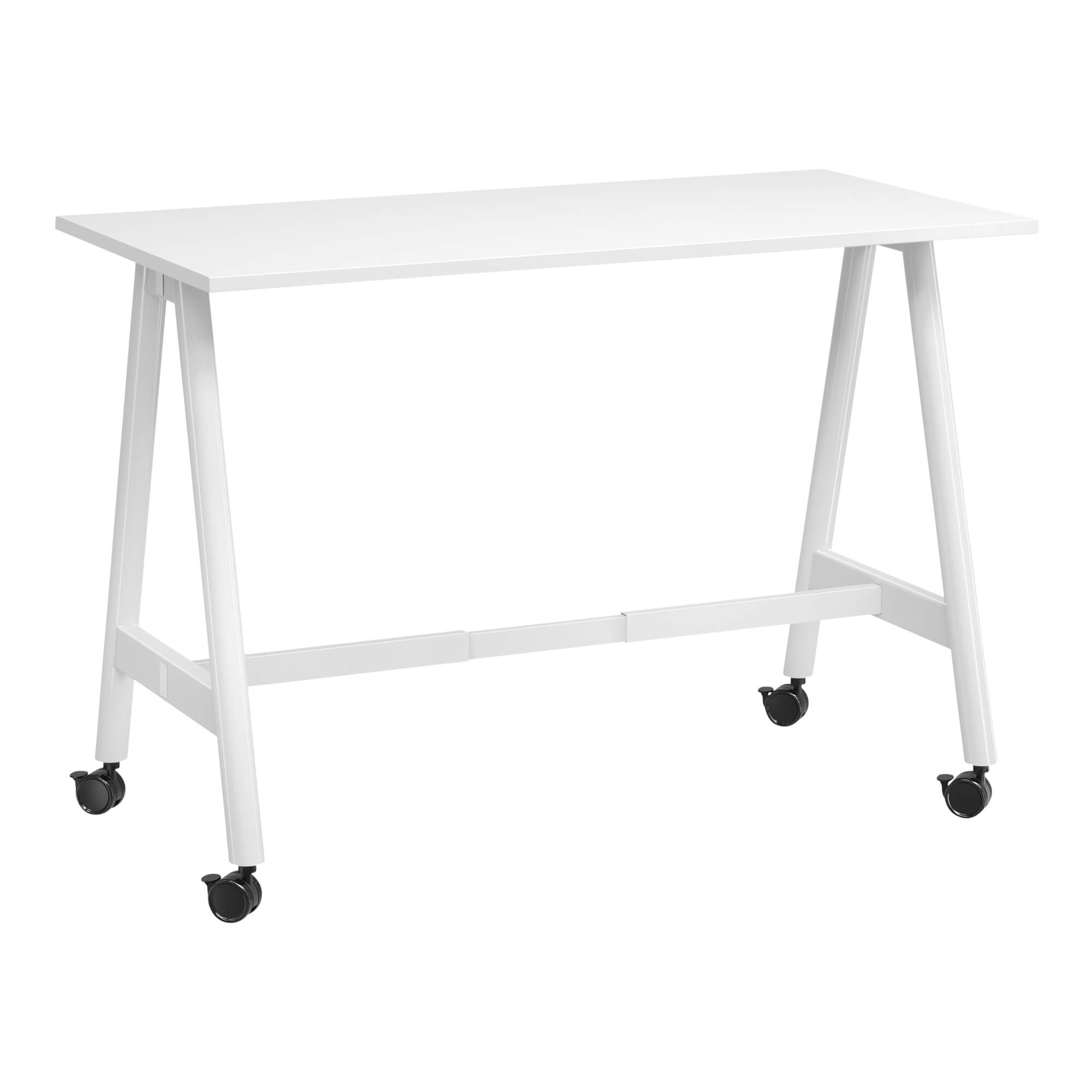 A Frame High Training Table with castors 1500x750 front angle White