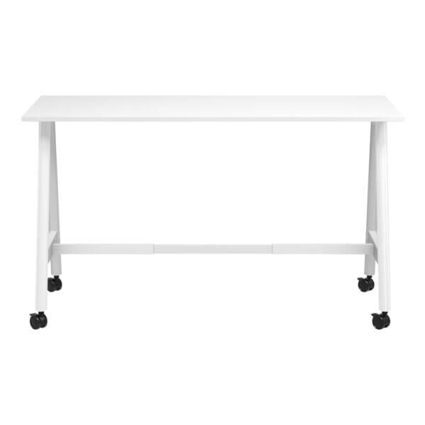 A Frame High Training Table with castors 1800x750 front White