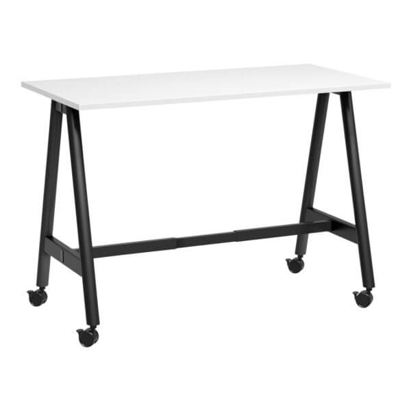 A Frame High Training Table with castors 1500x750 Front Angle White/Black Frame