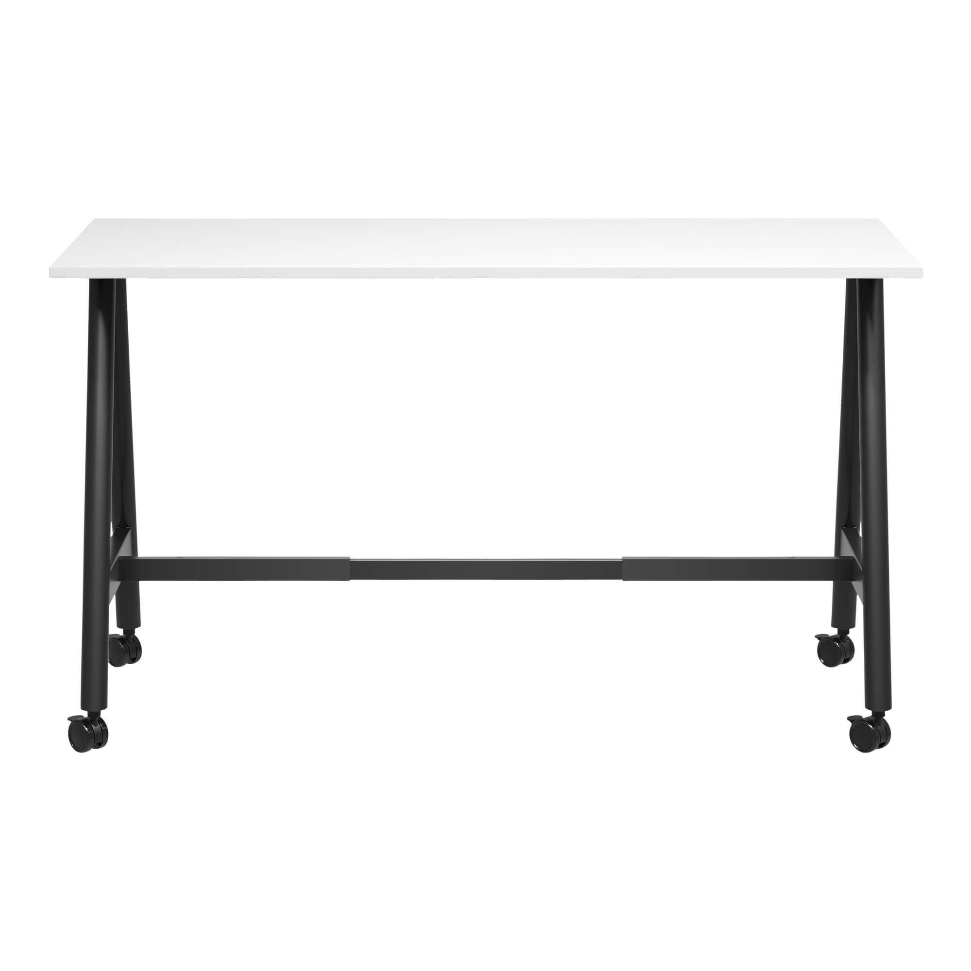 A Frame High Training Table with castors 1800x750 Front White/Black Frame