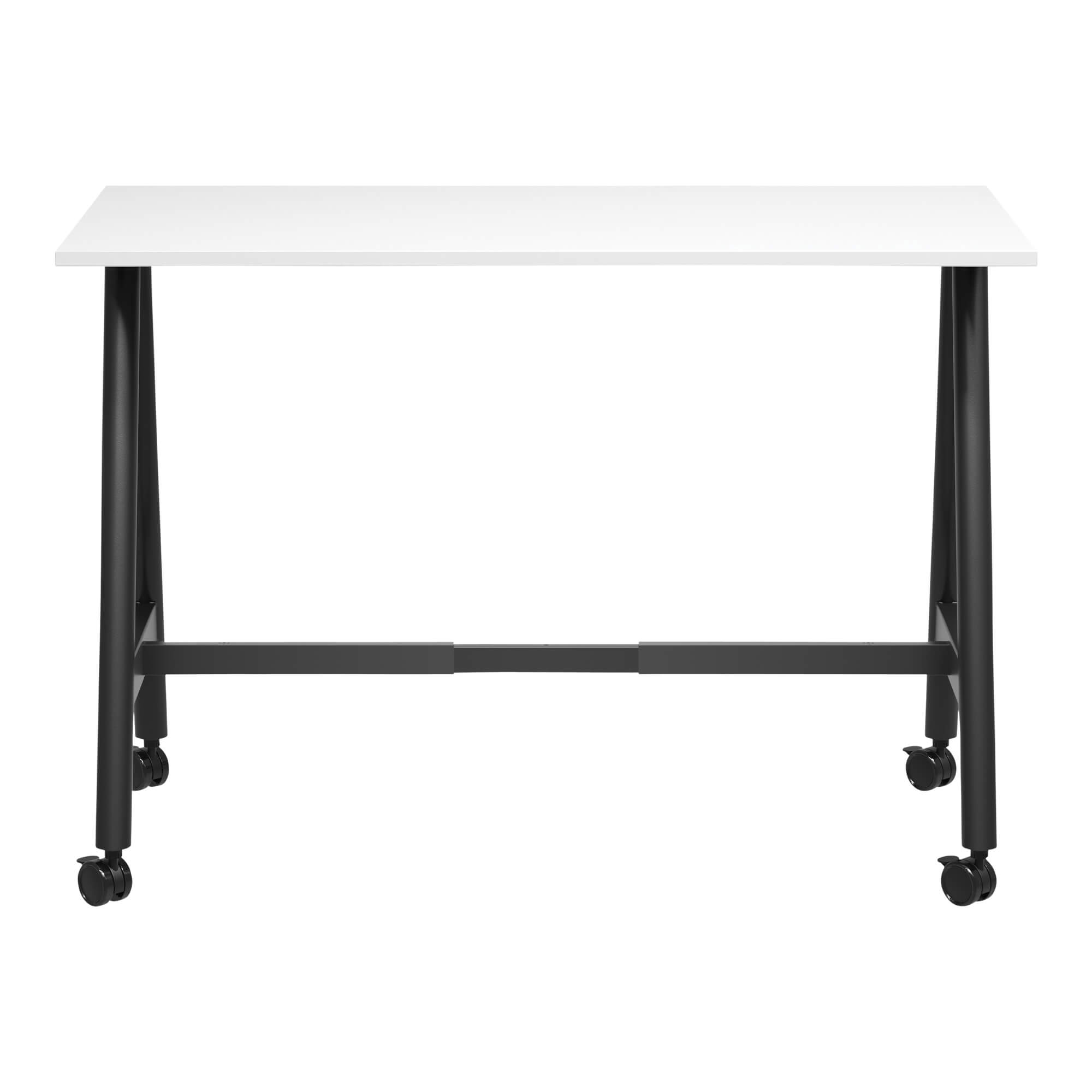 A Frame High Training Table with castors 1500x750 Front White/Black Frame