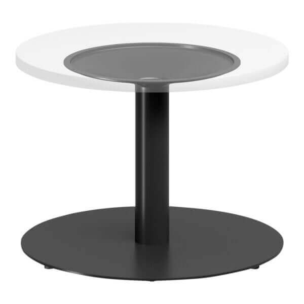round side table 600mm DIA white/black frame