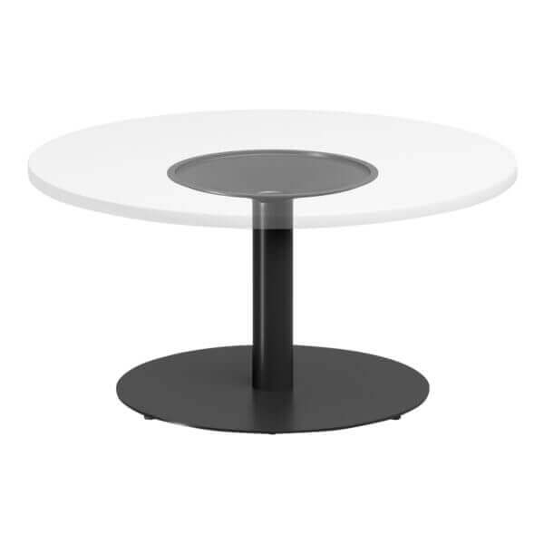 round side table 900mm DIA white/black frame