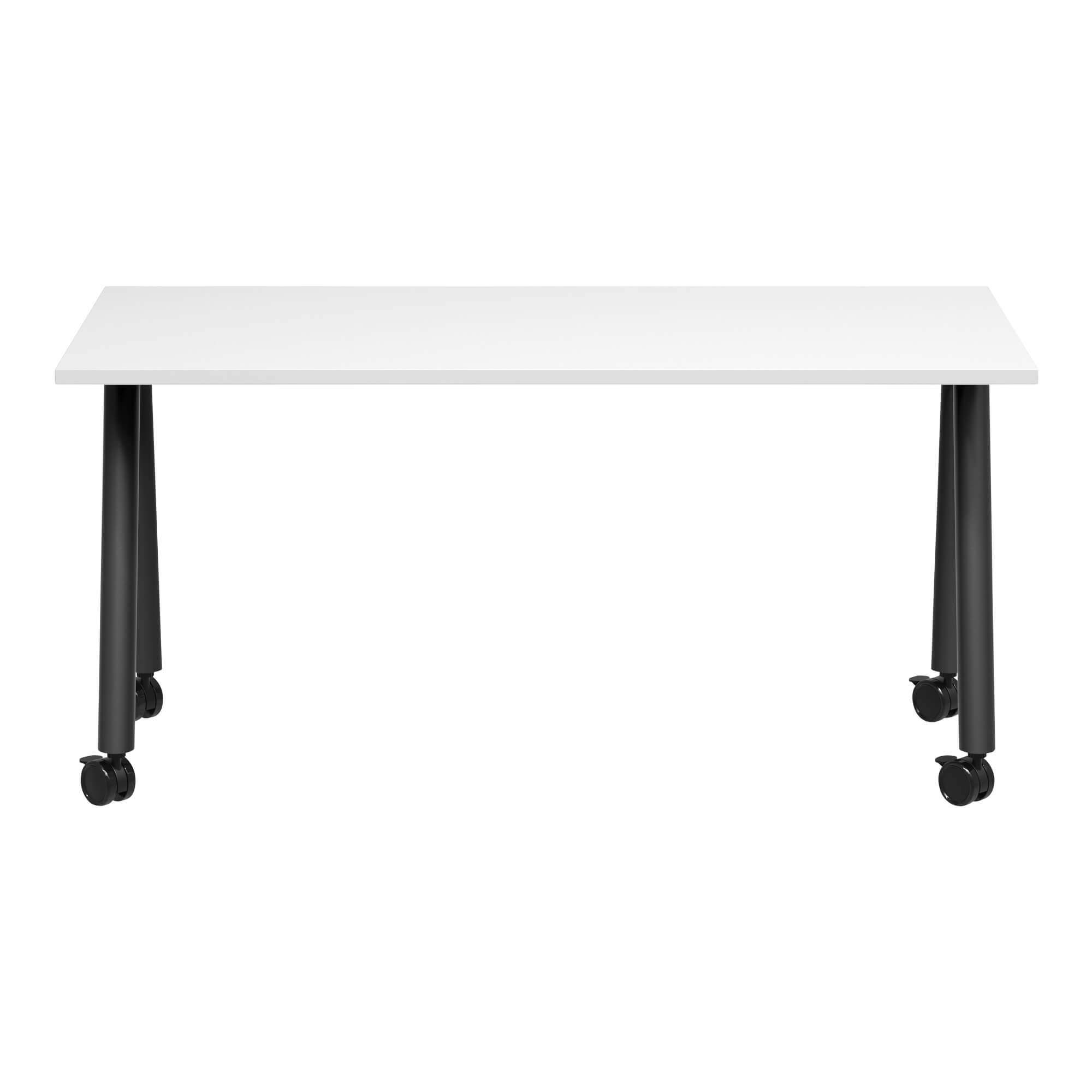 A Frame Training Table with castors 1500x750 Front White/Black Frame