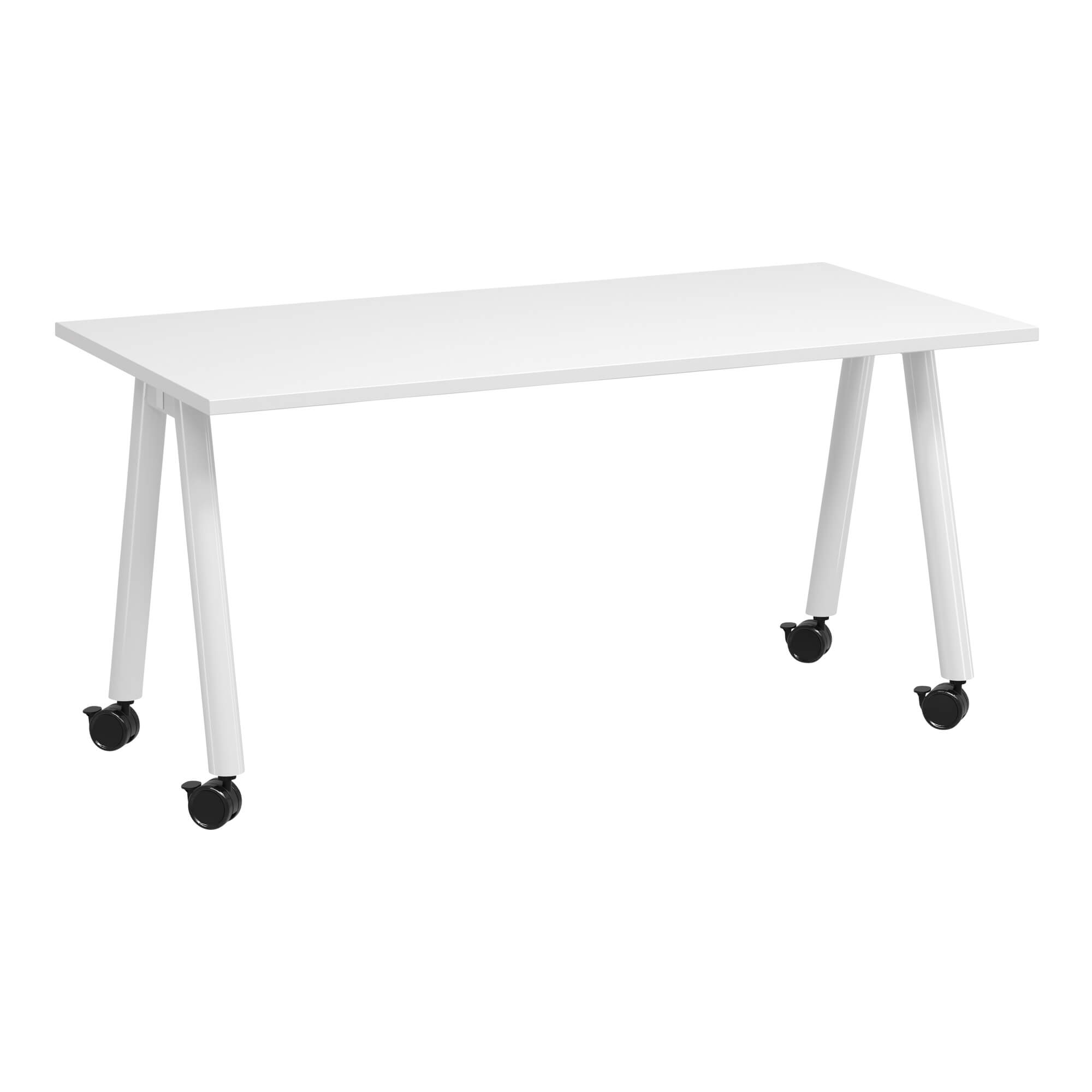 A Frame Training Table with castors 1500x750 front angle White