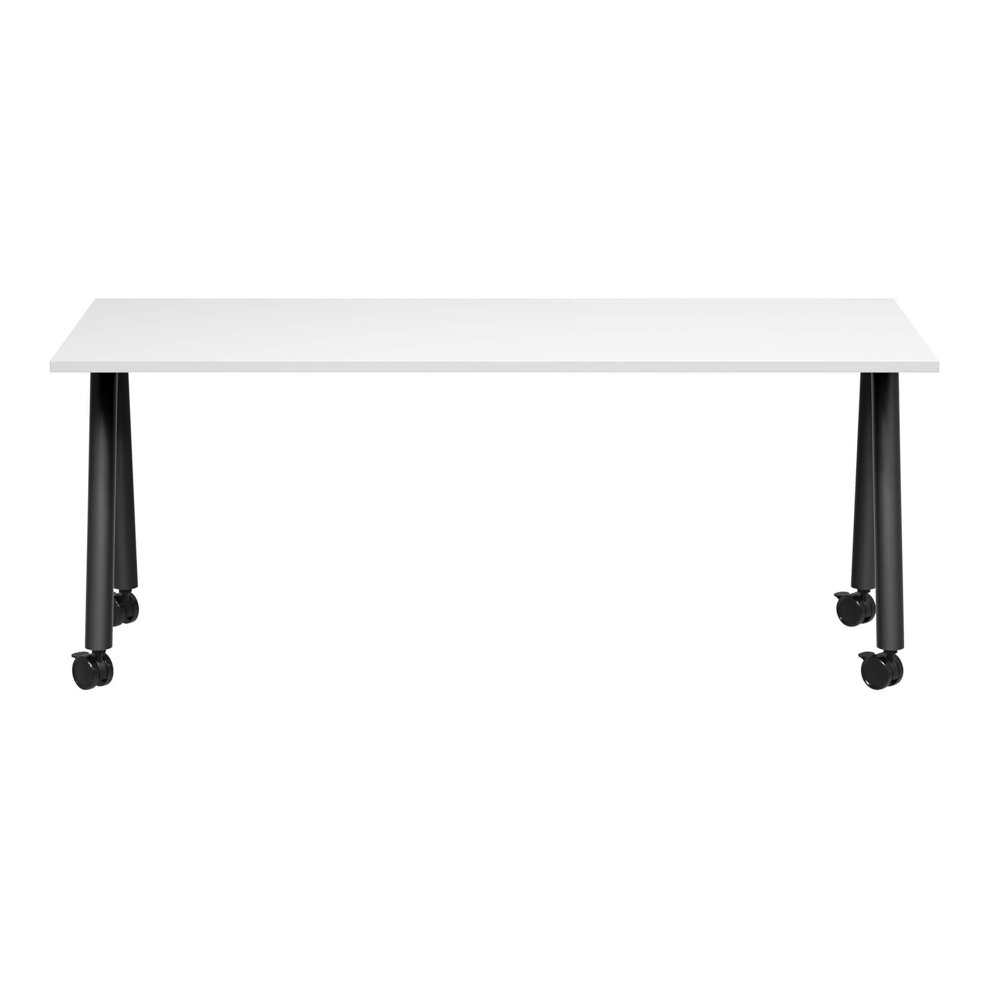 A Frame Training Table with castors 1800x750 Front White/Black Frame