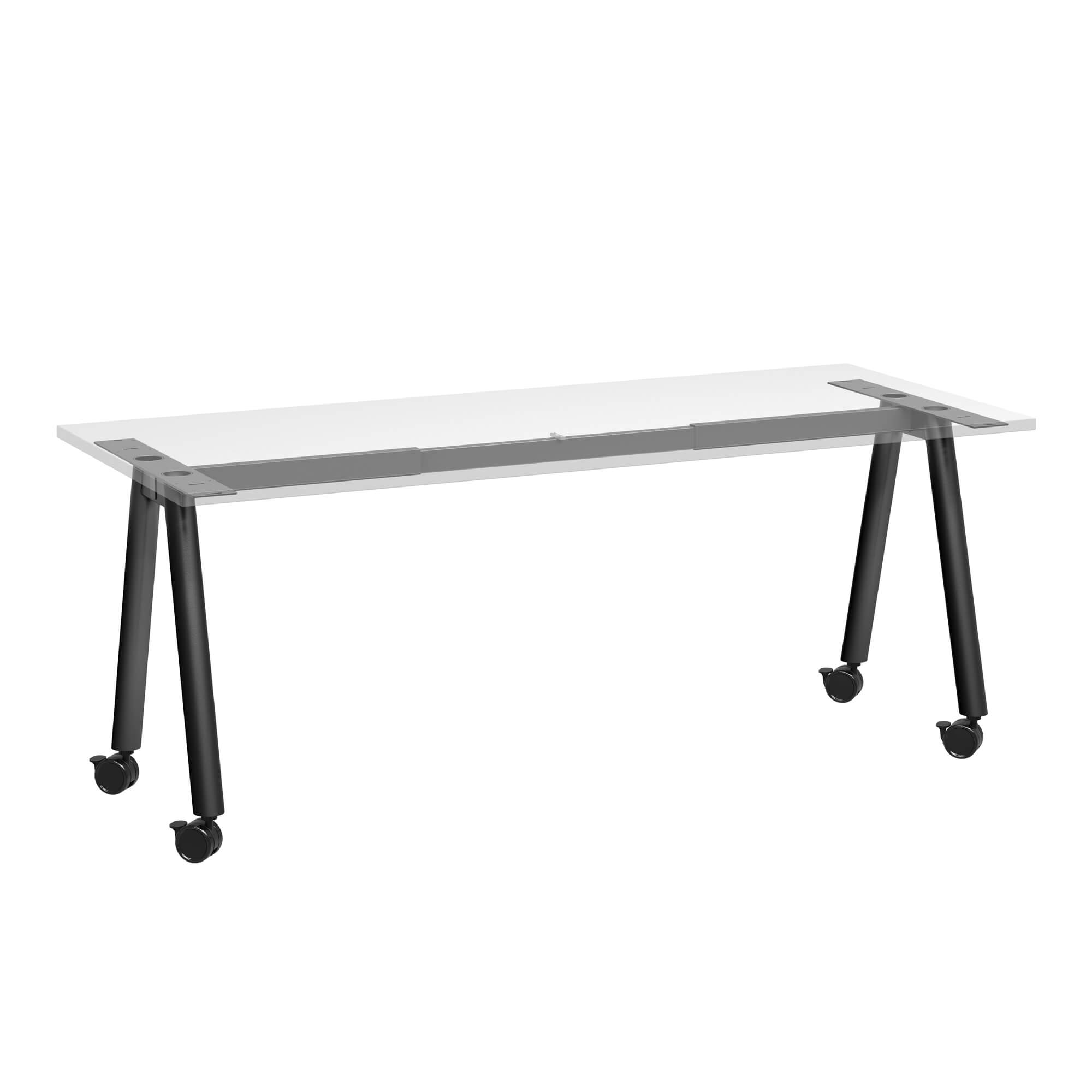 A Frame Training Table with castors 1800x750 ghost front White/Black Frame