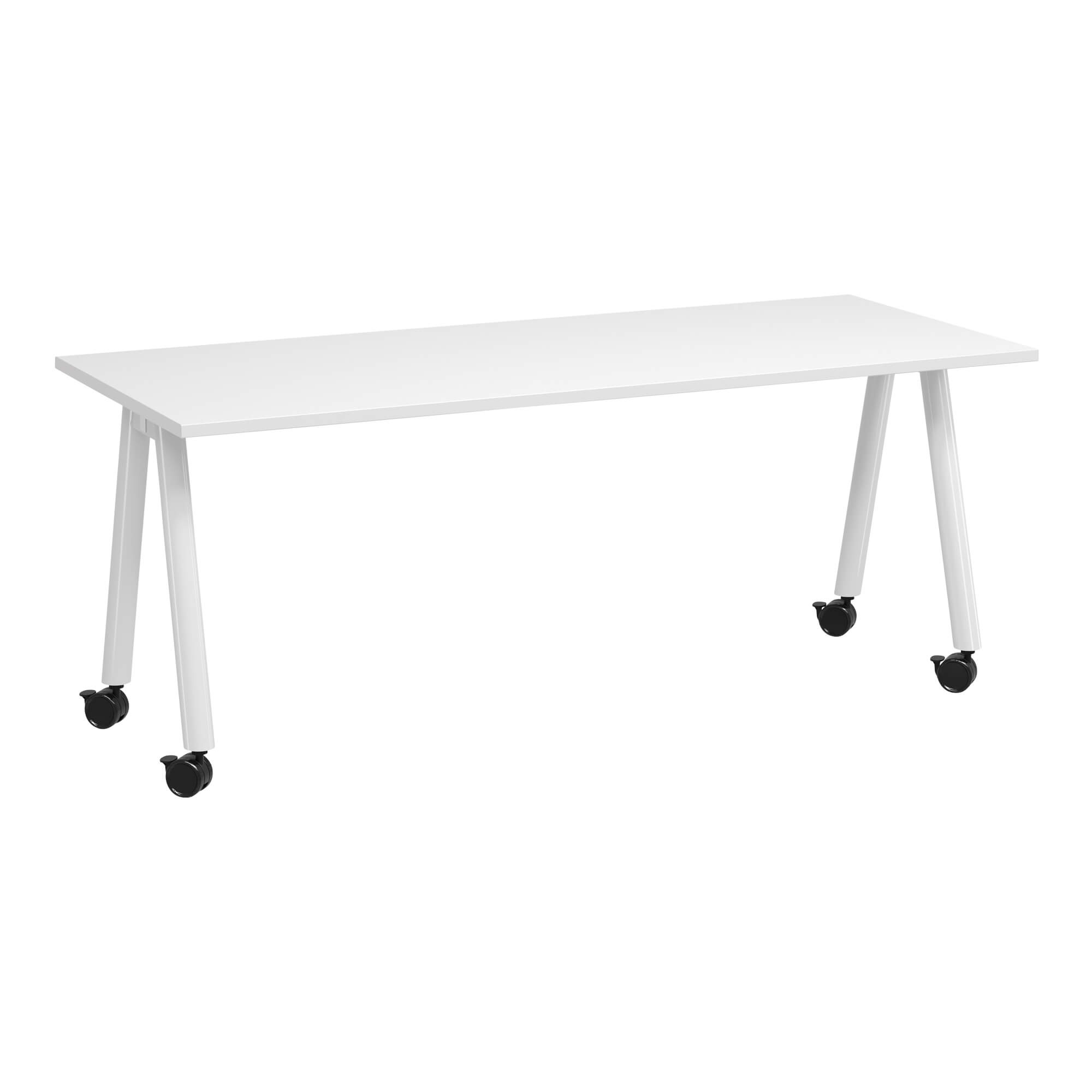 A Frame Training Table with castors 1800x750 front angle White