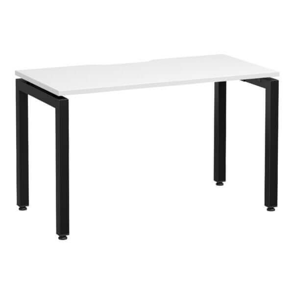U Frame Square Leg Desk 1200x600 Front Angle White/Black Frame