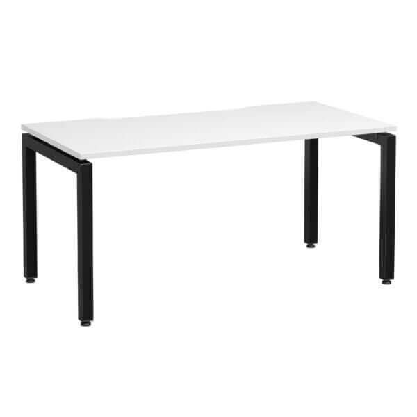 U Frame Square Leg Desk 1500x750 Front Angle White/Black Frame