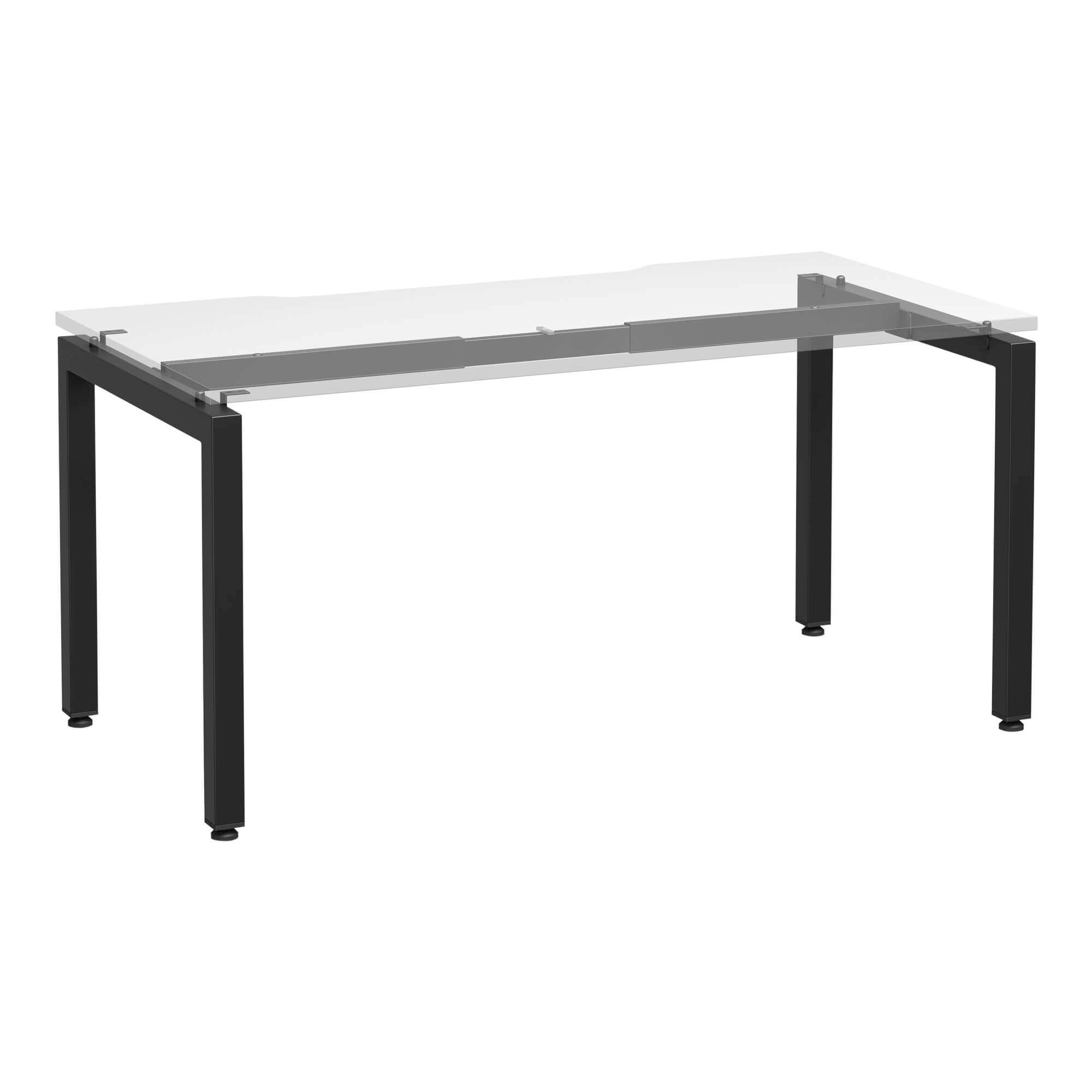 U Frame Square Leg Desk 1500x750 ghost front White/Black Frame