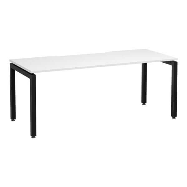 U Frame Square Leg Desk 1800x750 Front Angle White/Black Frame