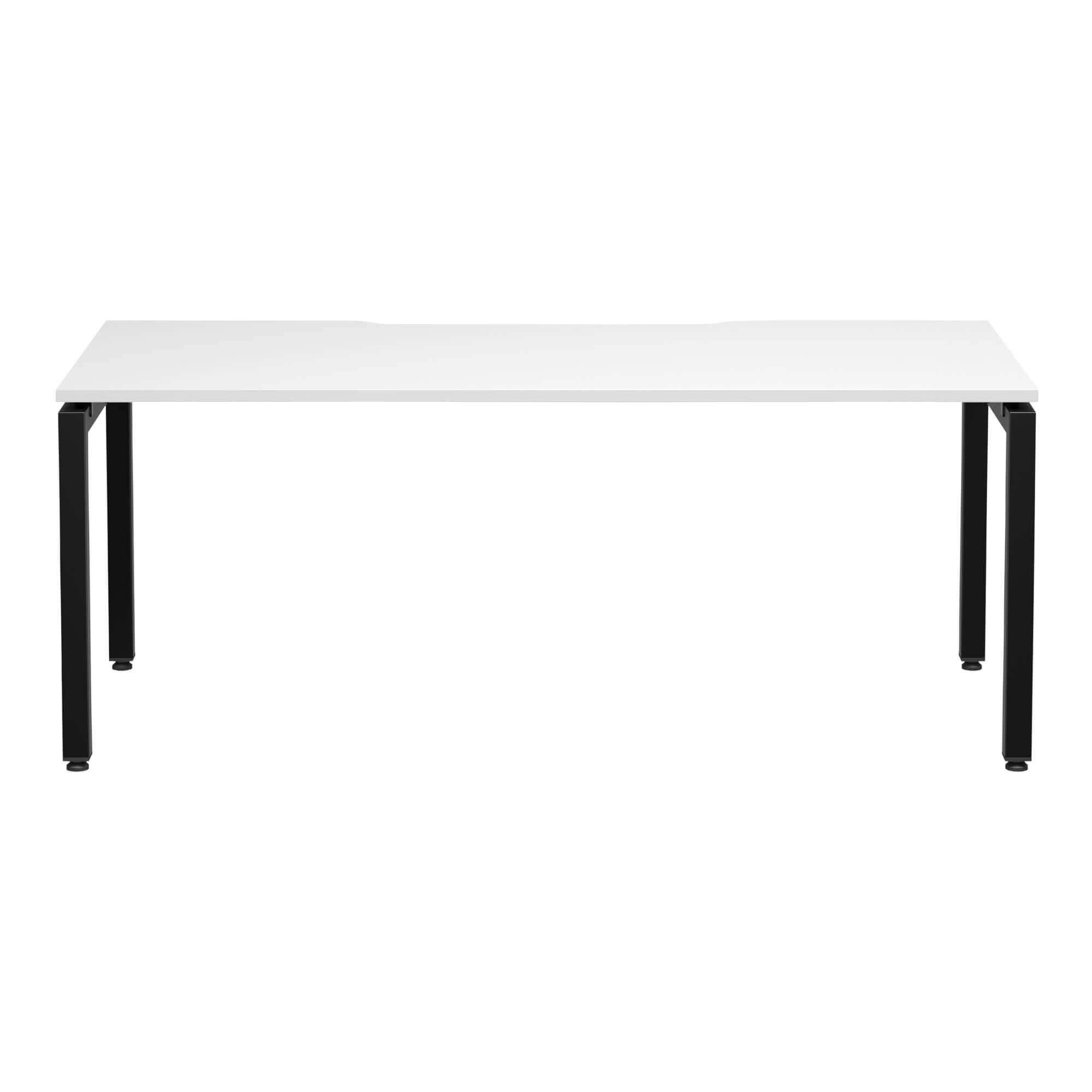 U Frame Square Leg Desk 1800x750 Front White/Black Frame