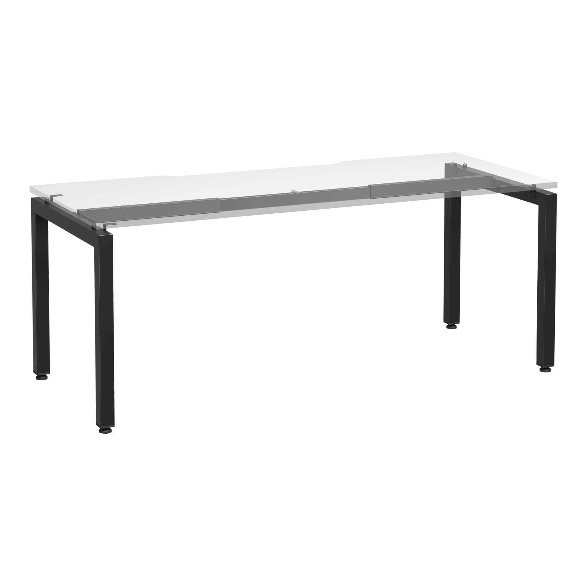 U Frame Square Leg Desk 1800x750 ghost front White/Black Frame