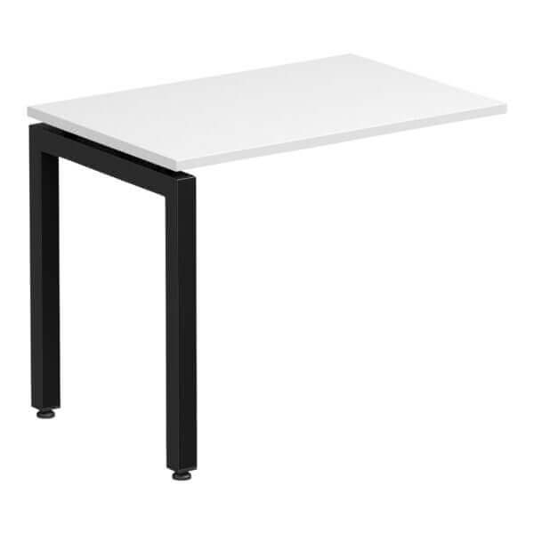 U Frame Square Leg Desk 900x600 Return Front angle White/Black Frame