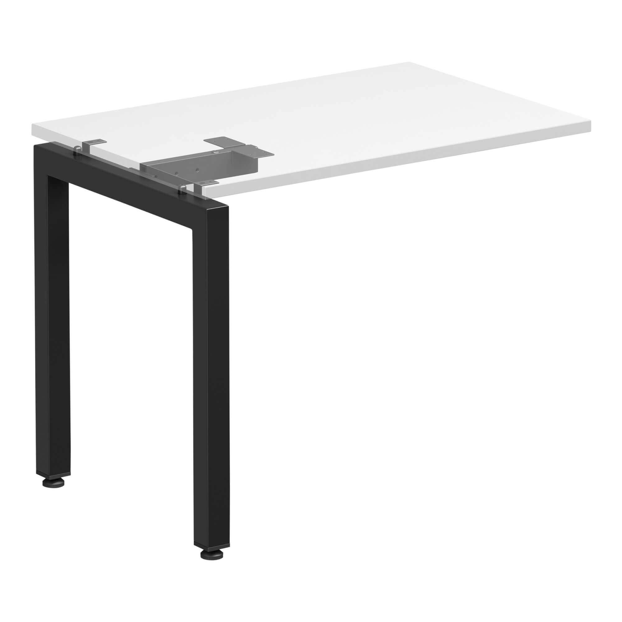 U Frame Square Leg Desk 900x600 Return ghost front White/Black Frame
